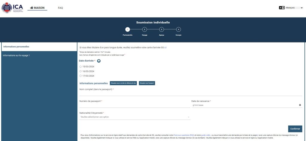 rempli sg arrival card