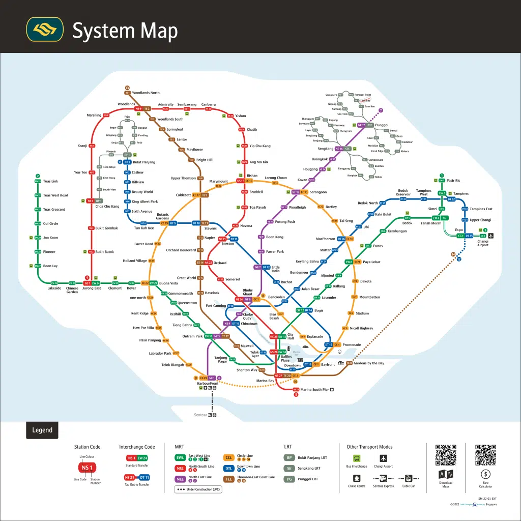 plan du metro de singapour 2023